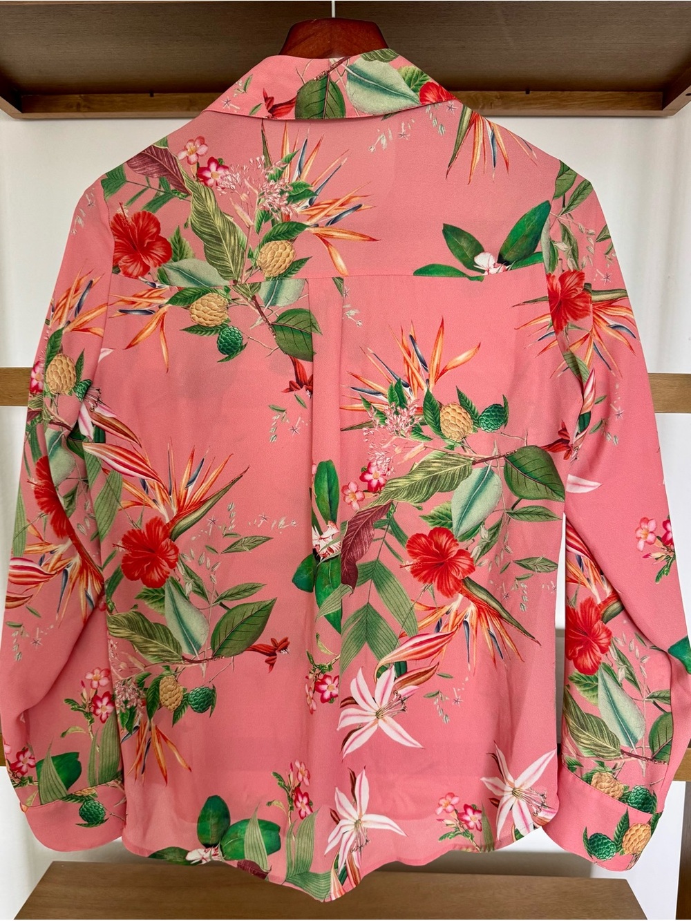 Express Coral Pink Floral Button-Down Shirt - Women’s - Picture 2 of 4
